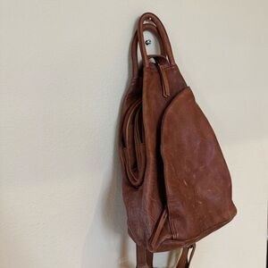 Free People Brown Leather Backpack